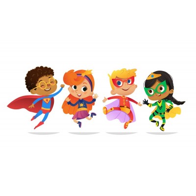 Farklı Ülkelerden Çocuk Süper Kahramnlar Bebek 3 Boyutlu Duvar Kağıdı 